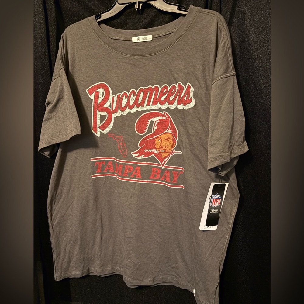NFL Tampa Bay Buccaneers Gray Tee with Red and White Accents